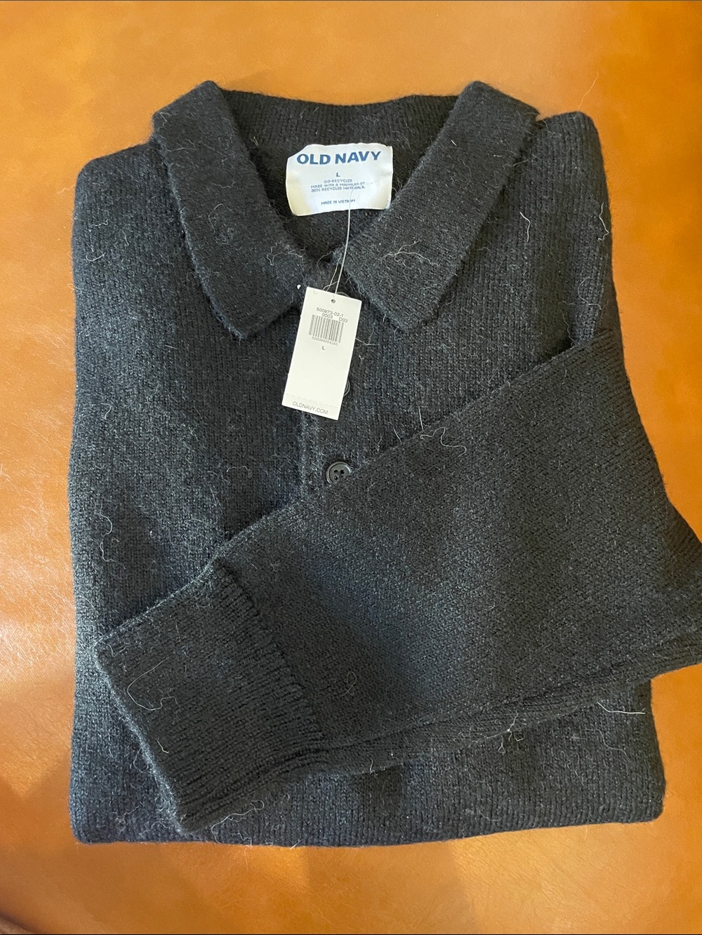 Old Navy Men's Charcoal Polo-Collar Cardigan
